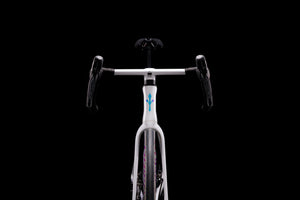 Cycling bike frame with handlebars on a black background