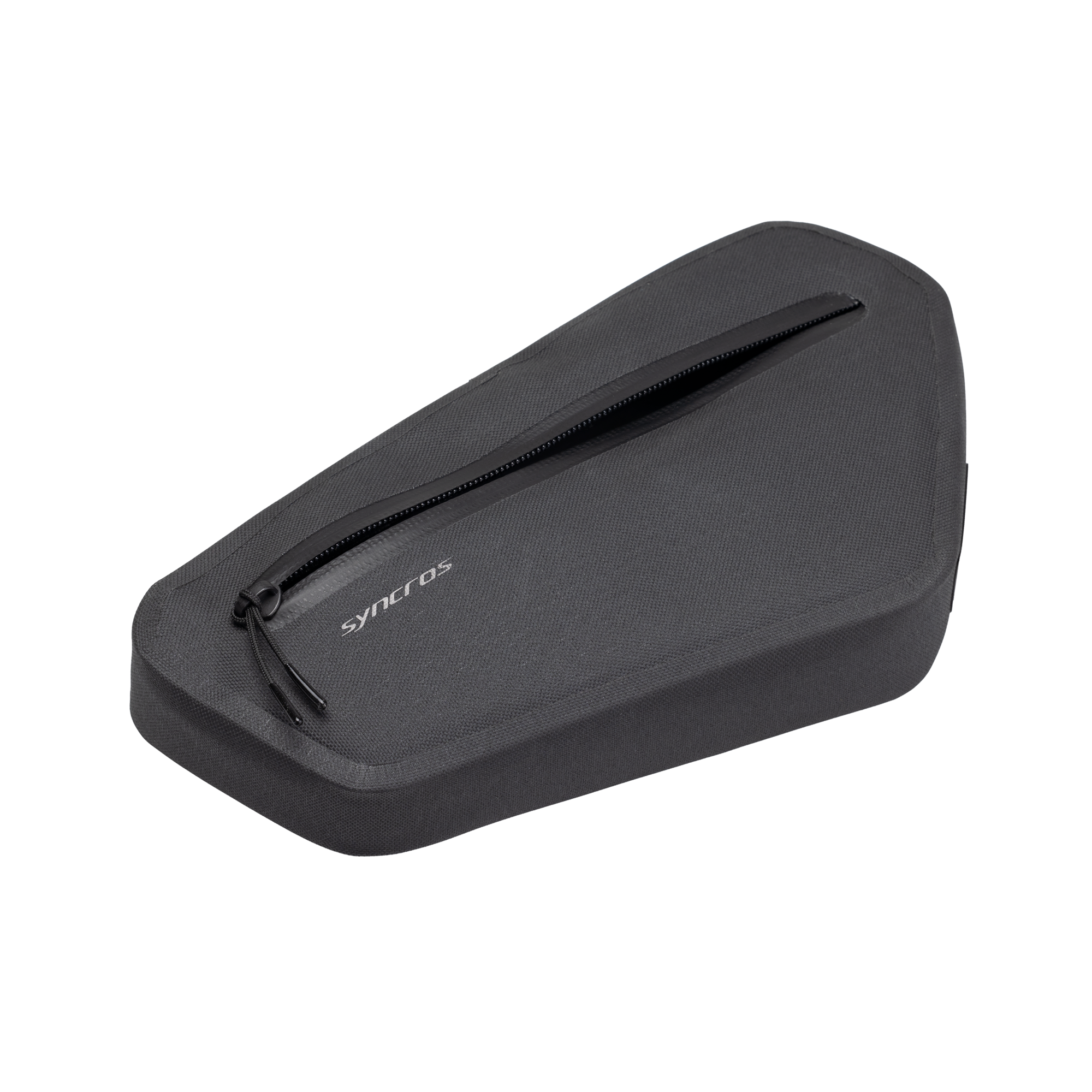 Black pouch with zipper and 'syncros' branding on a white background